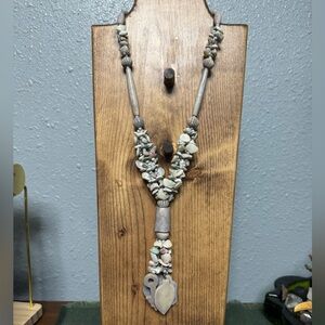 Vintage Cermamic, Shell and Stone Necklace